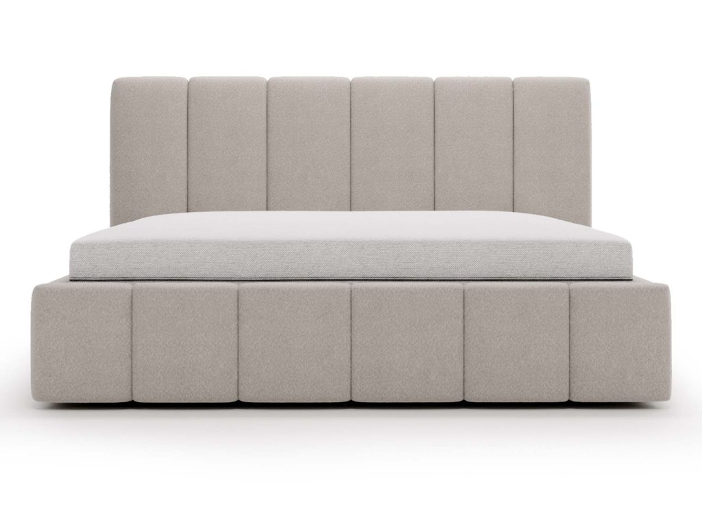 Klasyczne Szare Łóżko Tapicerowane z Zagłówkiem Pikowanym ELBASIC
