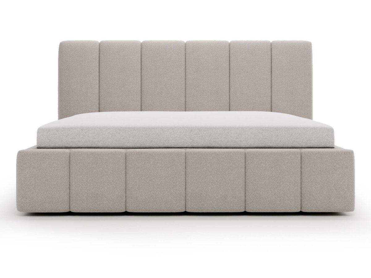 Klasyczne Szare Łóżko Tapicerowane z Zagłówkiem Pikowanym ELBASIC