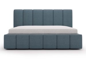 Miniaturka 2 - Łóżko tapicerowane niebieskie boucle z pionowym zagłówkiem