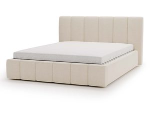 Miniaturka 18 - Kremowe łóżko z pionowym zagłówkiem ujęcie frontowo-boczne