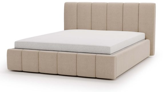 Miniaturka 23 - Klasyczne Szare Łóżko Tapicerowane z Zagłówkiem Pikowanym ELBASIC