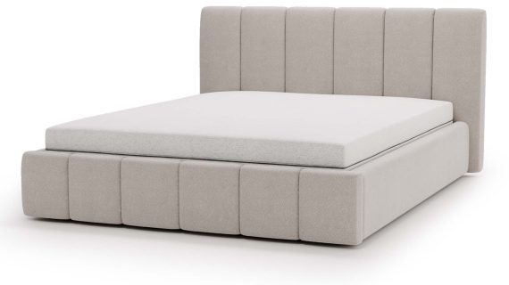 Miniaturka 21 - Klasyczne Szare Łóżko Tapicerowane z Zagłówkiem Pikowanym ELBASIC