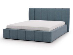 Miniaturka 19 - Łóżko niebieskie tapicerowane boucle widok perspektywiczny