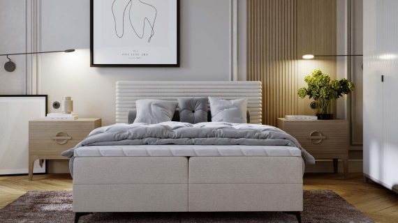 Miniaturka 28 - Białe Designerskie Łóżko do Sypialni LILIA