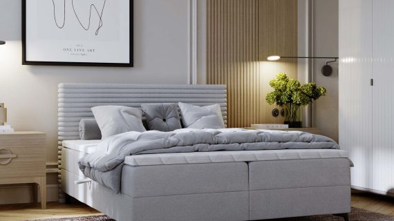 Miniaturka 33 - Białe Designerskie Łóżko do Sypialni LILIA