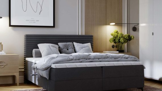 Miniaturka 32 - Białe Designerskie Łóżko do Sypialni LILIA