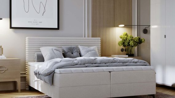 Miniaturka 31 - Białe Designerskie Łóżko do Sypialni LILIA