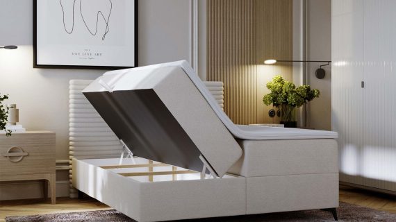 Miniaturka 29 - Białe Designerskie Łóżko do Sypialni LILIA