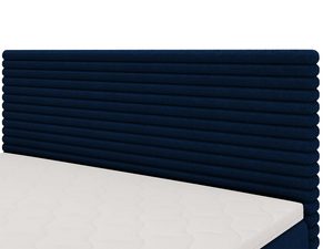 Miniaturka 25 - Detal granatowego zagłówka z prążkowaną tapicerką