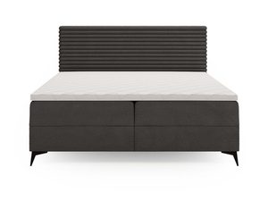 Miniaturka 4 - Łóżko grafitowe z prążkowanym zagłówkiem frontalny