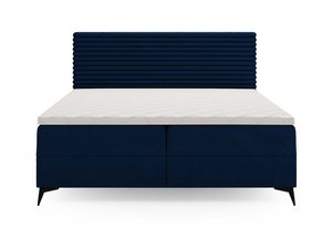 Miniaturka 2 - Granatowe łóżko kontynentalne z prążkowanym zagłówkiem