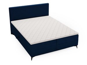 Miniaturka 6 - Granatowe łóżko kontynentalne z poziomym zagłówkiem widok górny