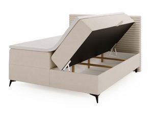 Miniaturka 15 - Kremowe łóżko z funkcją przechowywania otwarte perspektywa tylna