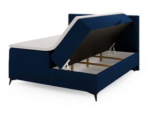 Miniaturka 14 - Granatowe łóżko tapicerowane z pojemnikiem otwartym