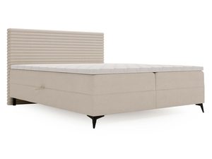 Miniaturka 11 - Kremowe łóżko kontynentalne z prążkowanym zagłówkiem perspektywa