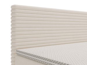 Miniaturka 23 - Detal kremowego zagłówka z poziomym prążkowaniem zbliżenie