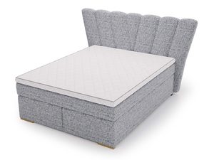 Miniaturka 3 - Łóżko szare kontynentalne wachlarzowe z materacem pikowanym