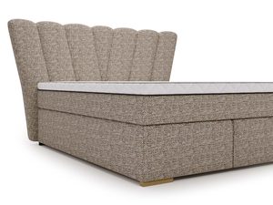 Miniaturka 4 - Beżowe łóżko z wysokim wachlarzowym oparciem tylna perspektywa