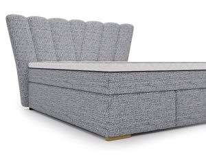 Miniaturka 5 - Szare łóżko z wysokim wachlarzowym oparciem tylna perspektywa