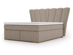 Miniaturka 7 - Beżowe łóżko tapicerowane z wachlarzowym zagłówkiem perspektywa