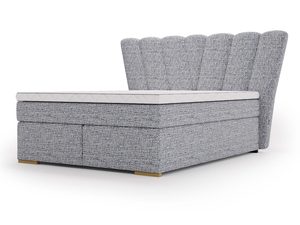 Miniaturka 6 - Szare łóżko tapicerowane z wachlarzowym zagłówkiem perspektywa