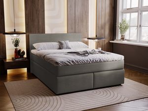 Miniaturka 24 - Szałwiowe łóżko kontynentalne sztruks w aranżacji sypialni