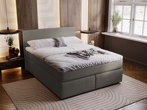 Miniaturka 21 - Szałwiowe łóżko sztruks ujęcie boczne w nowoczesnej aranżacji