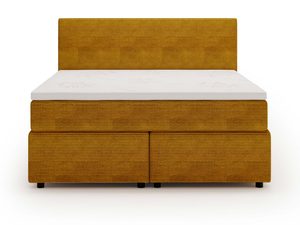 Miniaturka 4 - Łóżko musztardowe tapicerowane sztruksem przód