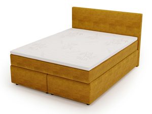 Miniaturka 14 - Łóżko musztardowe tapicerowane sztruksem perspektywa górna