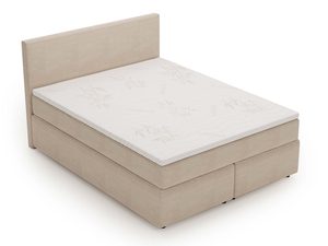 Miniaturka 15 - Kremowe łóżko tapicerowane sztruksem perspektywa tylna