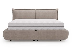 Miniaturka 4 - Łóżko beżowe tapicerowane z miękkim zagłówkiem przód