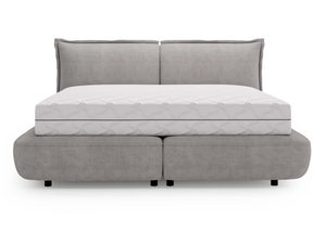 Miniaturka 3 - Jasnoszare łóżko welurowe z poduszkowym oparciem frontalnie