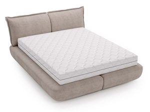 Miniaturka 16 - Łóżko beżowe welurowe z poduszkowym oparciem perspektywa górna