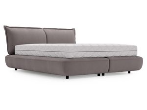 Miniaturka 10 - Szare łóżko welurowe z zaokrągloną ramą ujęcie boczne