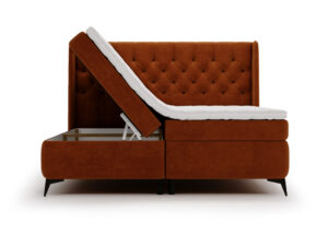 Miniaturka 12 - Łóżko kontynentalne ceglaste z otwartym pojemnikiem na pościel