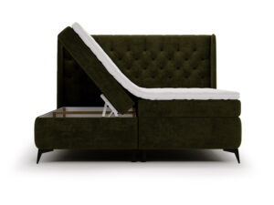 Miniaturka 10 - Tapicerowane łóżko oliwkowe kontynentalne z otwartym pojemnikiem