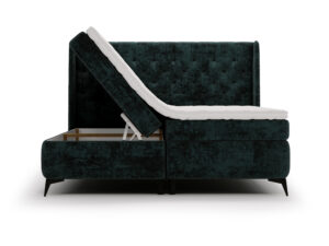 Miniaturka 9 - Zielone łóżko kontynentalne z otwartym pojemnikiem pikowany zagłówek