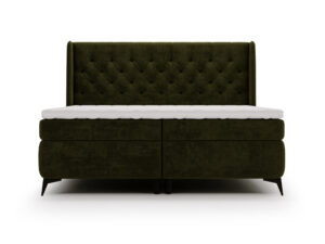 Miniaturka 4 - Łóżko kontynentalne oliwkowe tapicerowane z pikowanym zagłówkiem