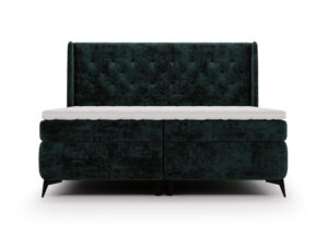 Miniaturka 3 - Tapicerowane łóżko zielone kontynentalne z pikowanym zagłówkiem