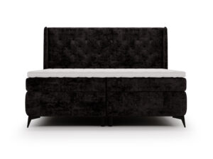 Miniaturka 2 - Brązowe łóżko kontynentalne z eleganckim pikowanym zagłówkiem