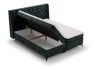 Miniaturka 27 - Kontynentalne łóżko zielone z otwartym pojemnikiem na pościel