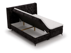 Miniaturka 26 - Łóżko brązowe kontynentalne z otwartym pojemnikiem praktyczne