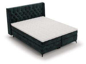Miniaturka 21 - Zielone łóżko kontynentalne z pikowanym zagłówkiem chesterfield
