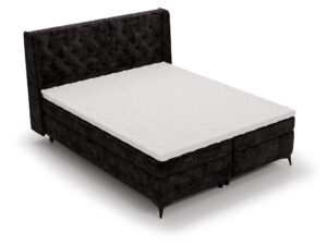 Miniaturka 20 - Łóżko kontynentalne brązowe z eleganckim pikowanym zagłówkiem