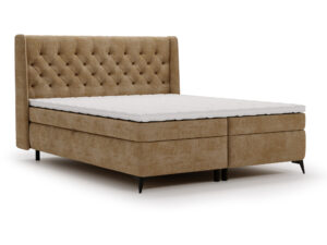 Miniaturka 13 - Karmelowe łóżko kontynentalne z pikowanym zagłówkiem eleganckie