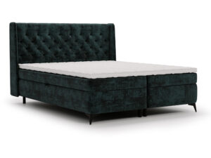 Miniaturka 15 - Kontynentalne łóżko zielone z pikowanym zagłówkiem chesterfield