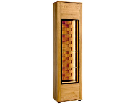 Dekoracyjna witryna pionowa z dębu z przeszklonym frontem