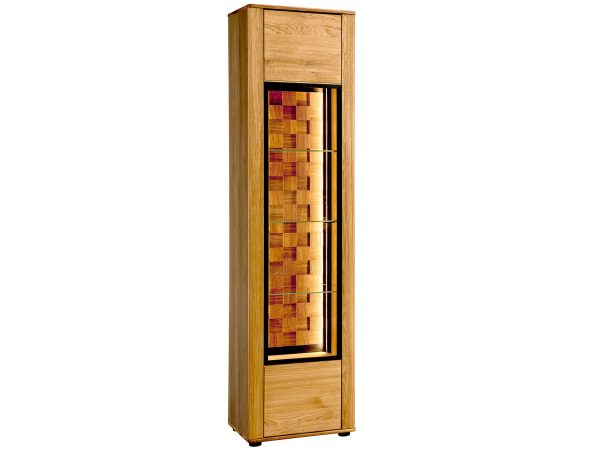 Dekoracyjna witryna pionowa z dębu z przeszklonym frontem