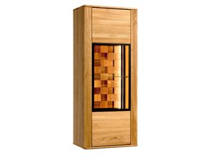 Miniaturka 9 - Szafka wisząca z drewna z czarnymi detalami i podświetleniem