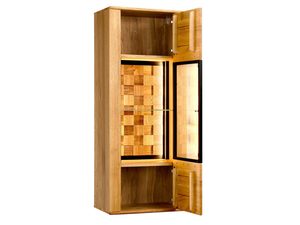 Miniaturka 3 - Wysoka witryna dębowa z dekoracyjną mozaiką i szkłem